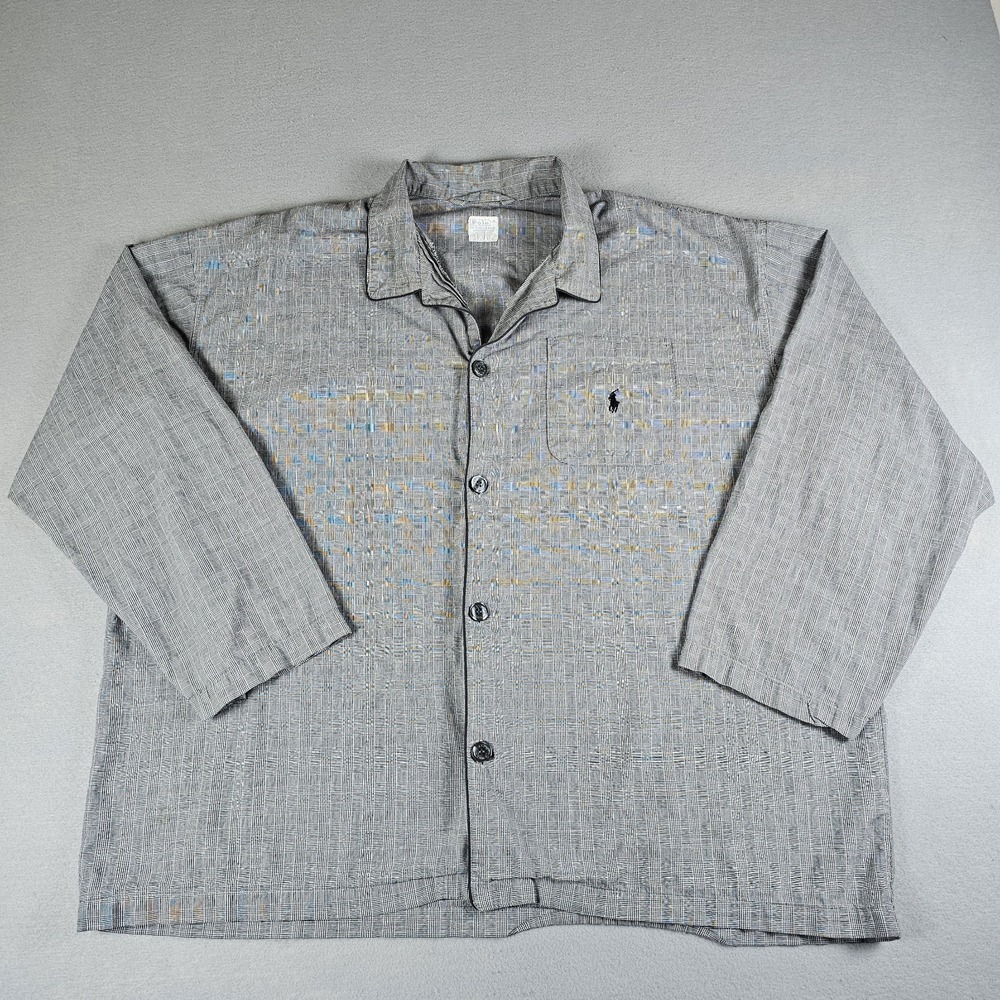 Polo Ralph Lauren Pajama Shirt Mens Large/Extra Large Gray Glen Plaid Button Up